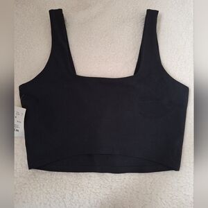 NWT Rayn Black Square Neckline Cropped Tank Top Or Sports Bra Medium
